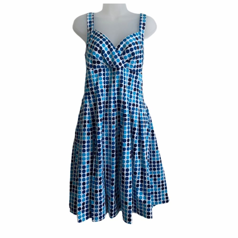 Calvin Klein Blue/White Polka Dot Dress Sz 8